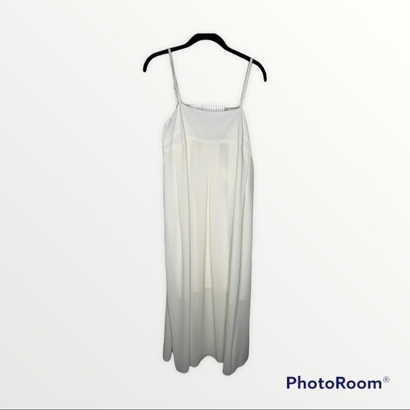 Who What Wear Ivory White Slip Midi Dress Minimalist Apron Style Size Medium NWT - Picture 5 of 9